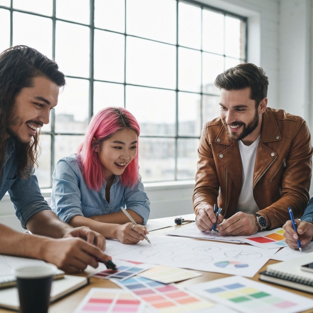 Designers collaborating on creative projects